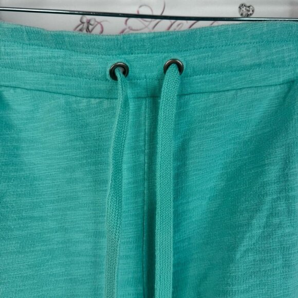 Danskin shorts fold over hem bottom tie up waist blue Turquoise Athletic Shorts - Picture 6 of 11